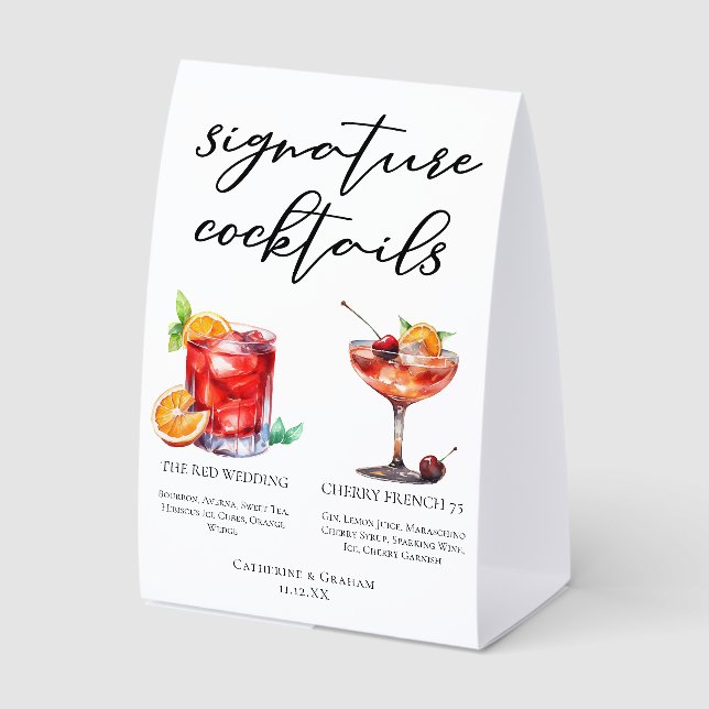 Chic Red Wedding Signature Cocktails Menu (Front)
