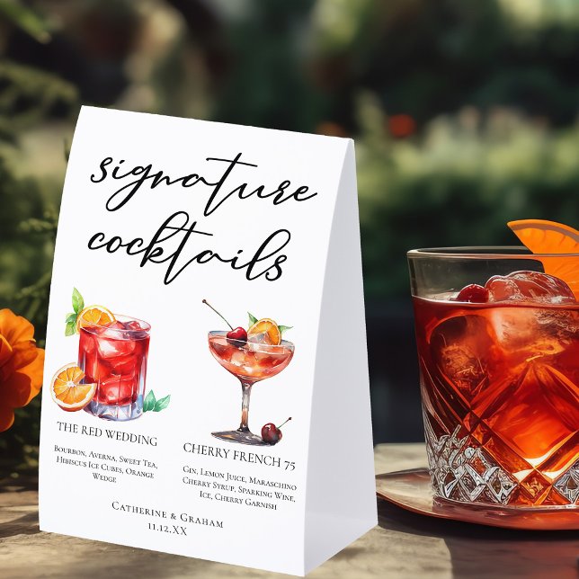 Chic Red Wedding Signature Cocktails Menu (Creator Uploaded)
