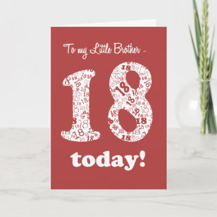 Chic Red, White 18th Birthday for Little Brother Card