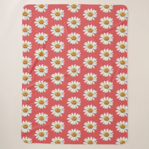 Chic Red White Daisy Flowers Birthday Sherpa Blanket
