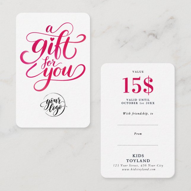 Chic Red White Gift  Discount Painted Calligraphy Card (Front/Back)