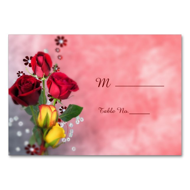 Chic Red & Yellow Roses Birthday Table Number (Front)