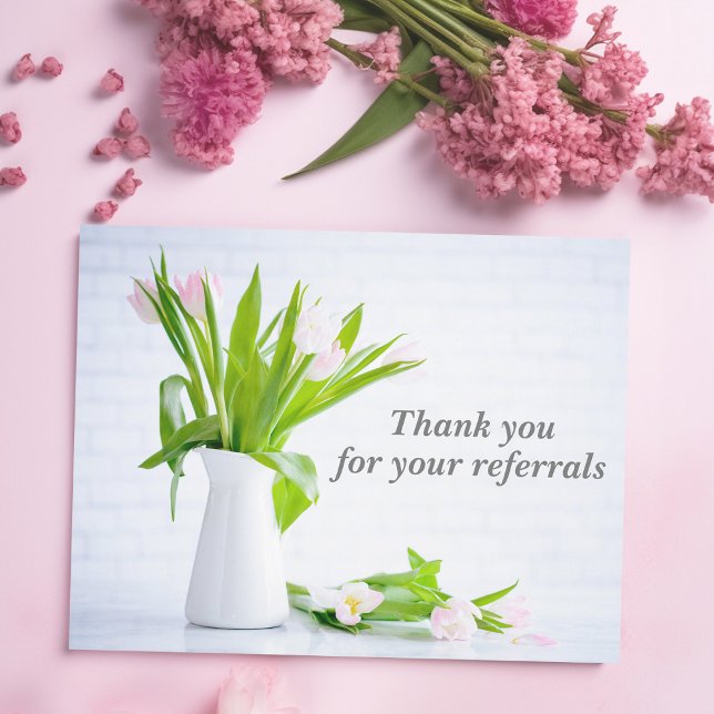 Chic Referral Thank You Tulip Flowers Business Card (Creator Uploaded)