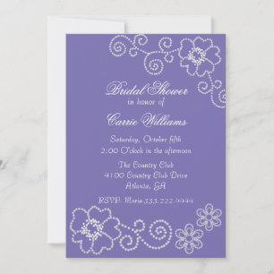 Chic Regency Blue Floral Bridal Shower Invitation