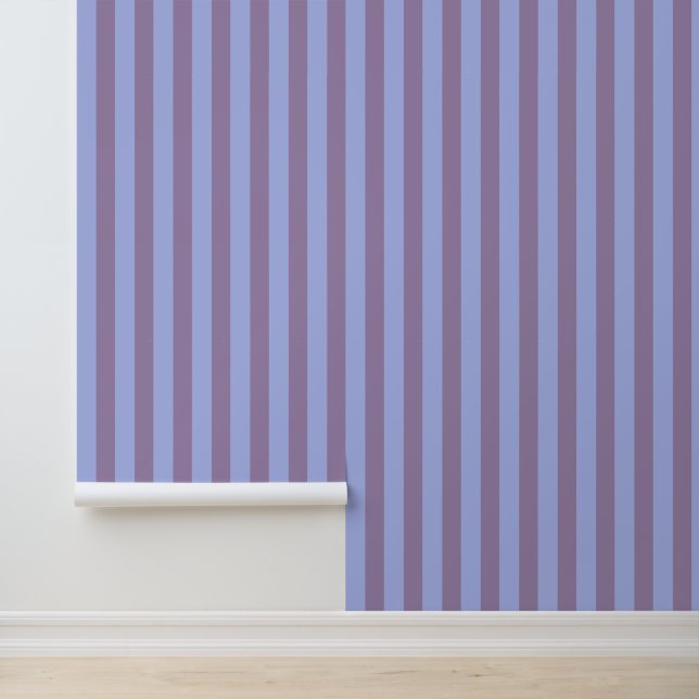 Chic Regular Stripes in Soft Blue & Violet Wallpaper (Application)