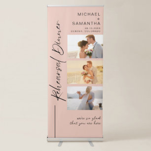 Chic Rehearsal Dinner Photo Blush Pink Welcome Retractable Banner