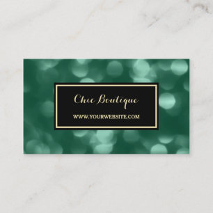 Chic Retail Boutique Glamourous Green Luxe Bokeh Business Card