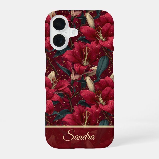 Chic Retirement Gift Lilies Custom iPhone 16 Case (Back)