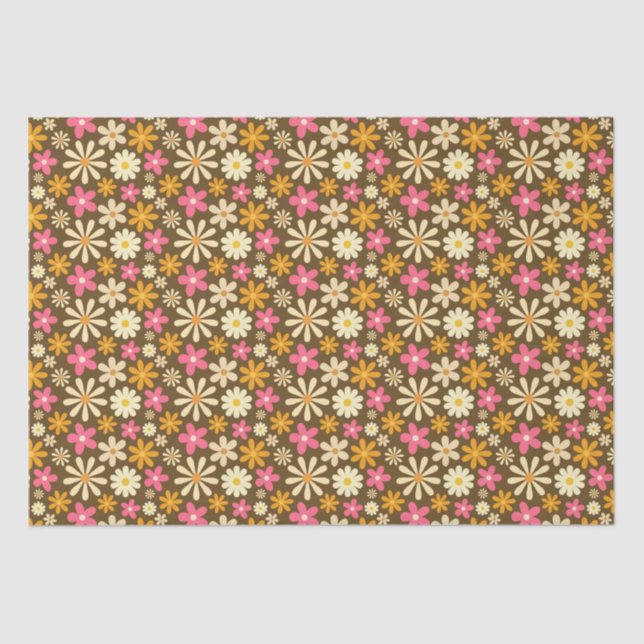 Chic Retro 70s Groovy Hippie Flower Tissue Paper (Front)