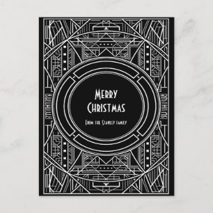 Chic retro art deco Merry Christmas Postcard