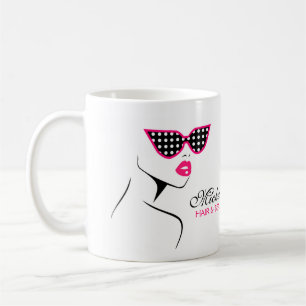 Chic Retro Black Pink Polka Dot Sunglasses Beauty  Coffee Mug
