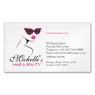 Chic Retro Black Pink Polka Dot Sunglasses Beauty Magnetic Business Card