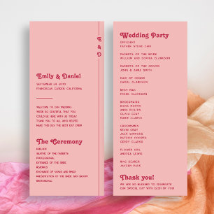 Chic Retro Blush Pink Monogram Wedding Program Programme