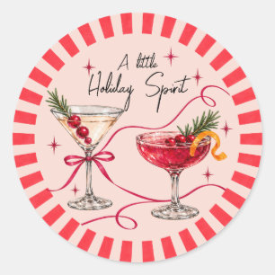 Chic Retro Christmas Cocktail Party Classic Round Sticker
