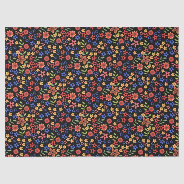 Chic Retro Ditsy Floral Custom Tissue Paper (Front)