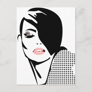 Chic retro dots fashion girl postcard
