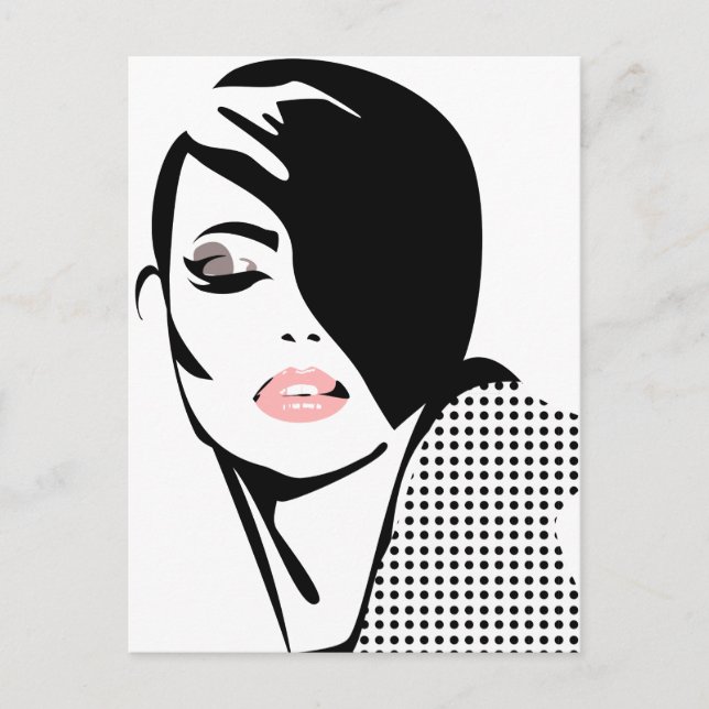 Chic retro dots fashion girl postcard (Front)