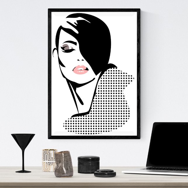 Chic retro dots fashion girl poster (Creator Uploaded)