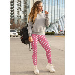 Chic Retro Fashion Pink White Polka Dots Pattern Leggings<br><div class="desc">Custom, retro, cool, cute, chic, stylish, trendy, breatheable, hand sewn, white polka dots on dark pink pattern womens full length fashion travel workout sports yoga gym running leggings pants, that stretches to fit your body, hugs in all the right places, bounces back after washing, and doesn't lose their shape on...</div>