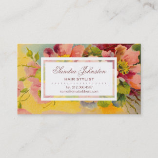 Chic Retro Floral Design Beauty Salon Business Card