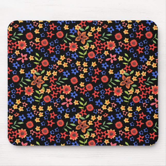 Chic Retro Floral Print Custom Mousepad (Front)