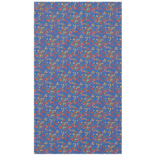 Chic Retro Floral Print on Blue Tablecloth