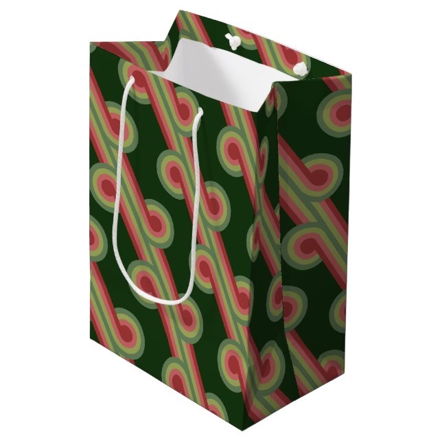 Chic Retro Funky Abstract Waves Art Pattern Medium Gift Bag (Front Angled)