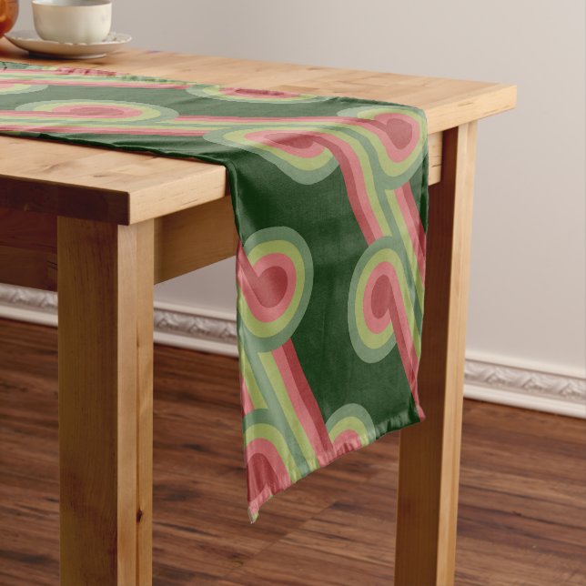Chic Retro Funky Abstract Waves Art Pattern Medium Table Runner (In Situ)