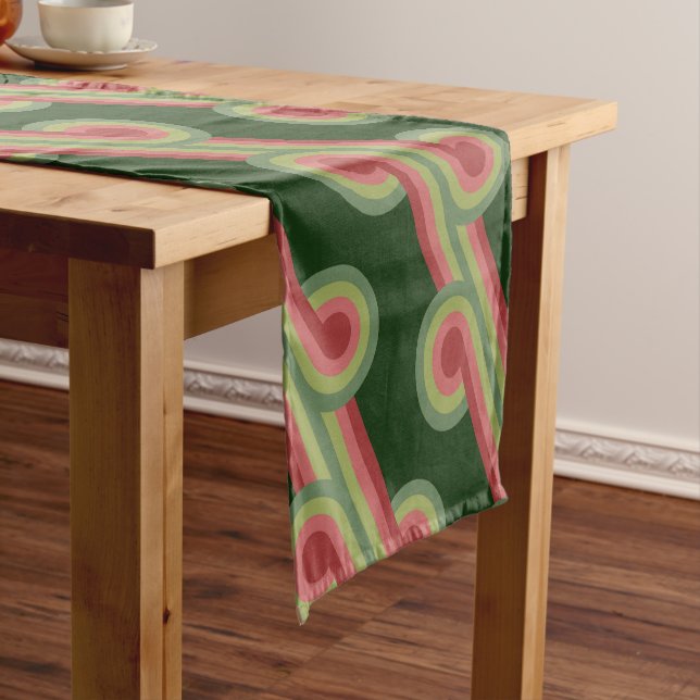 Chic Retro Funky Abstract Waves Art Pattern Short Table Runner (In Situ)