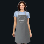 Chic Retro Grey Homemade with Love Custom Apron<br><div class="desc">Get ready to bake up a storm with this stylish and personalised "Homemade with Love" apron. Designed in classic black and white, this apron is perfect for the passionate baker or small business bakery owner in your life. Customise this apron with a name of your choice, making it a truly...</div>