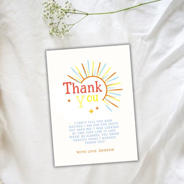 Chic Retro Here Comes The Son Baby Shower  Thank You Card (Chic Retro Here Comes The Son Baby Shower Thank You Card)