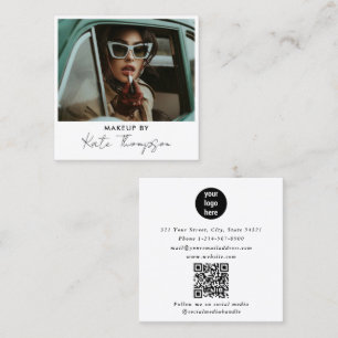 Chic Retro Makeup Artist Photo Business Logo Square Business Card