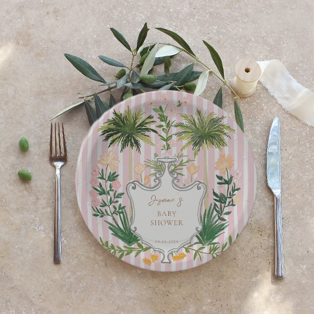Chic Retro Palm Springs Baby Shower Paper Plate (Creator Uploaded)