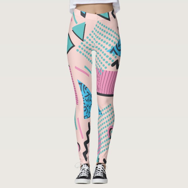 Chic Retro Pastel Shapes Leggings (Front)