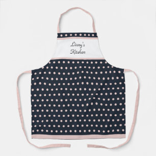 Chic Retro Pink and Black Polka Dotted Apron