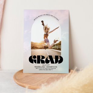 Chic Retro Rock Arch Photo Grad Graduation Announcement