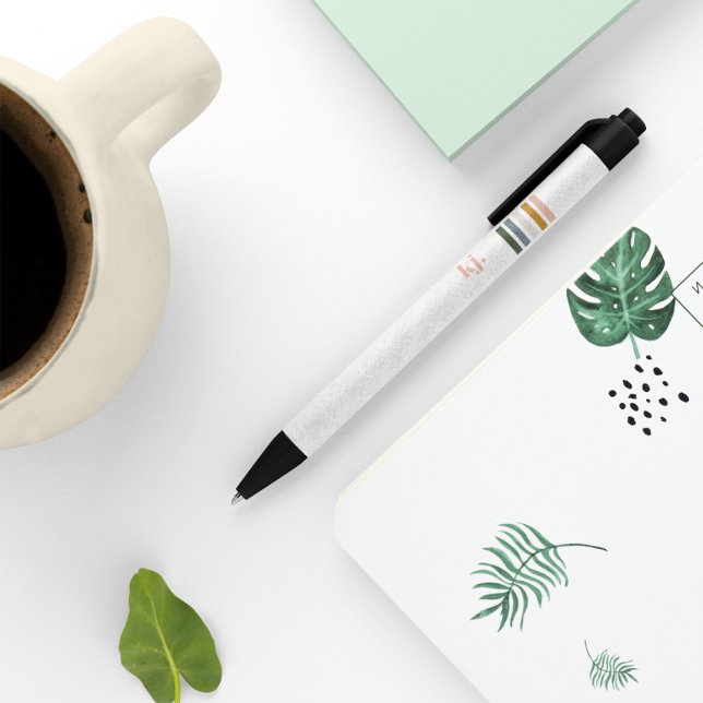 Chic Retro Stripes Monogram  Black Ink Pen (Creator Uploaded)