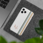 Chic Retro Stripes Monogram  Case-Mate iPhone Case<br><div class="desc">A minimalist monogram design with large typography initials in a classic font with your name below and chic retro rainbow coloured stripes. Phone cases provide an opportunity to let your personality shine. Your phone case can be selected to show off your great fashion sense, let people know about a beloved...</div>