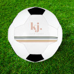 Chic Retro Stripes Monogram Football<br><div class="desc">A minimalist monogram design with large typography initials in a classic font with your name below and chic retro rainbow coloured stripes. Add your custom wording to this design by using the "Edit this design template" boxes on the right-hand side of the item or click the blue "Customise it" button...</div>