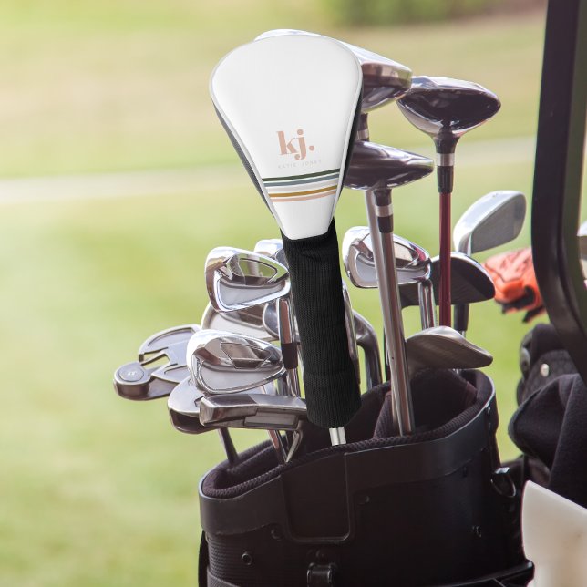 Chic Retro Stripes Monogram Golf Head Cover (Creator Uploaded)