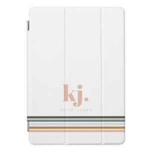 Chic Retro Stripes Monogram iPad Pro Cover