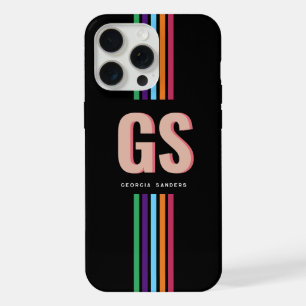 Chic Retro Stripes Monogram iPhone 15 Pro Max Case