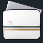 Chic Retro Stripes Monogram Laptop Sleeve<br><div class="desc">A minimalist monogram design with large typography initials in a classic font with your name below and chic retro rainbow coloured stripes. Add your custom wording to this design by using the "Edit this design template" boxes on the right-hand side of the item or click the blue "Customise it" button...</div>