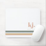 Chic Retro Stripes Monogram Mouse Mat<br><div class="desc">A minimalist monogram design with large typography initials in a classic font with your name below and chic retro rainbow coloured stripes. Personalised mouse pads are the answer to a dull desk. Co-workers, teachers & friends will love our mouse pads. Make sure to buy one for yourself to spruce up...</div>