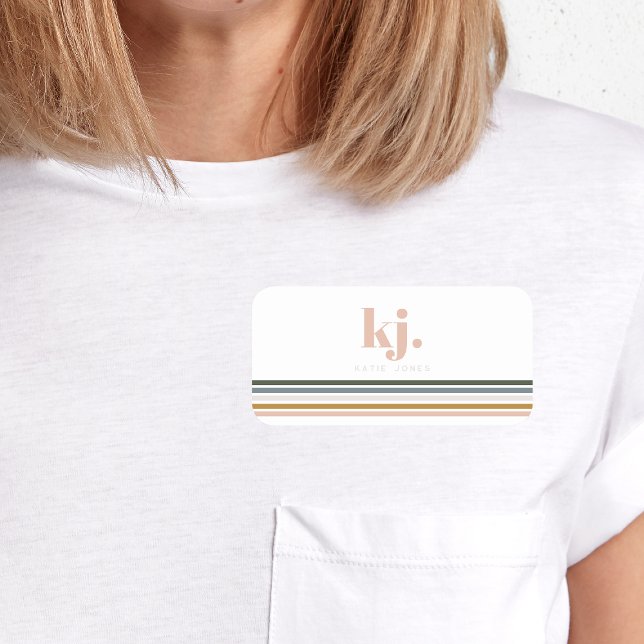 Chic Retro Stripes Monogram Name Tag (Creator Uploaded)