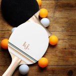 Chic Retro Stripes Monogram Ping Pong Paddle<br><div class="desc">Our personalised paddles make ideal gifts for any occasion. A minimalist monogram design with large typography initials in a classic font with your name below and chic retro rainbow coloured stripes. Add your custom wording to this design by using the "Edit this design template" boxes on the right-hand side of...</div>