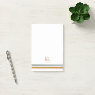 Chic Retro Stripes Monogram  Post-it Notes