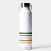Chic Retro Stripes Monogram Water Bottle (Front)