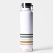 Chic Retro Stripes Monogram Water Bottle (Back)