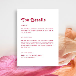 Chic Retro Summer Bright Hot Pink Wedding Details Enclosure Card